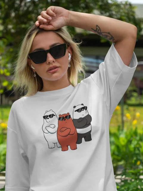 Panda Gang Graphics Printed Oversized Tees