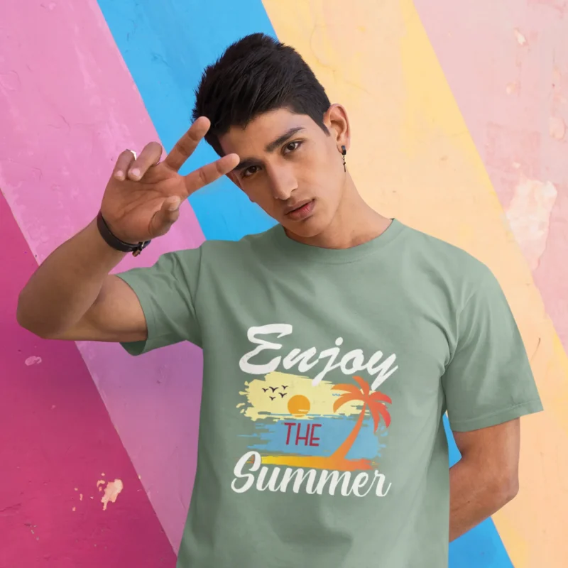 Enjoy The Summer Mint Green Graphic Printed T-Shirt