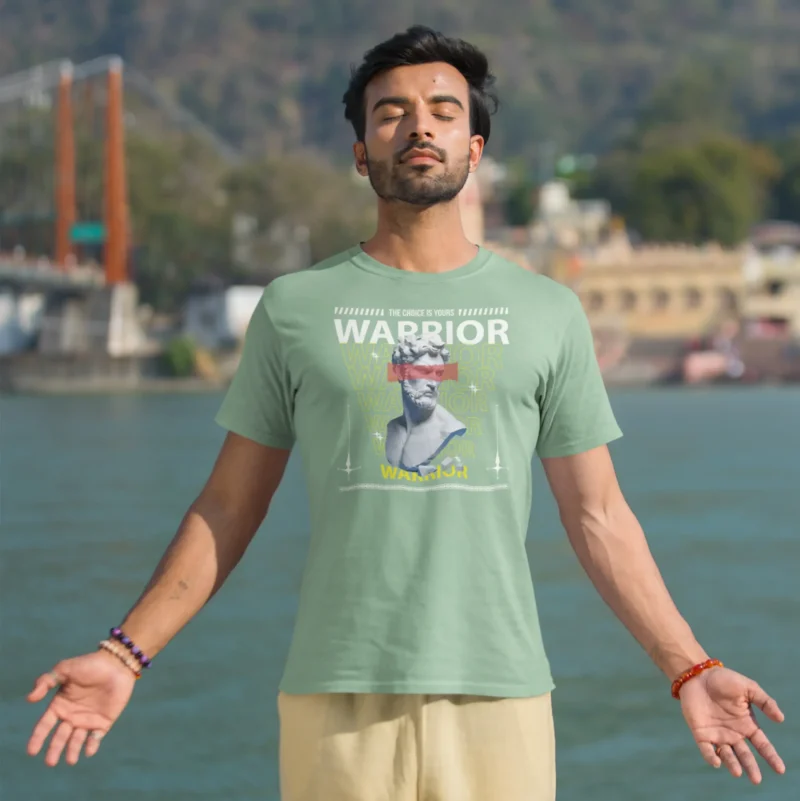Warrior Mint Green Graphic Printed T-Shirt