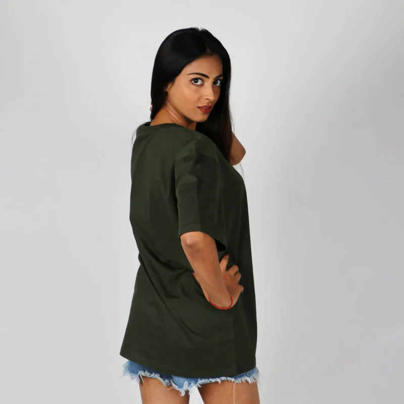Olive Green Plain Relax Fit T-shirt