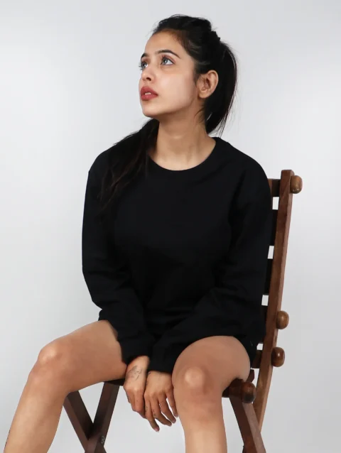 Plain Black Sweat Shirt For Women