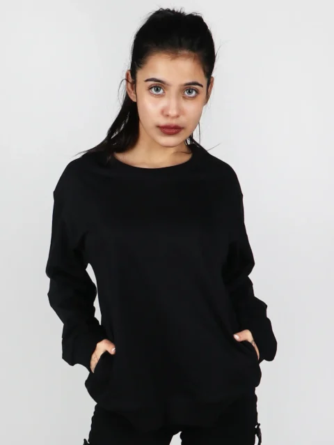 Plain Black Sweat Shirt For Women