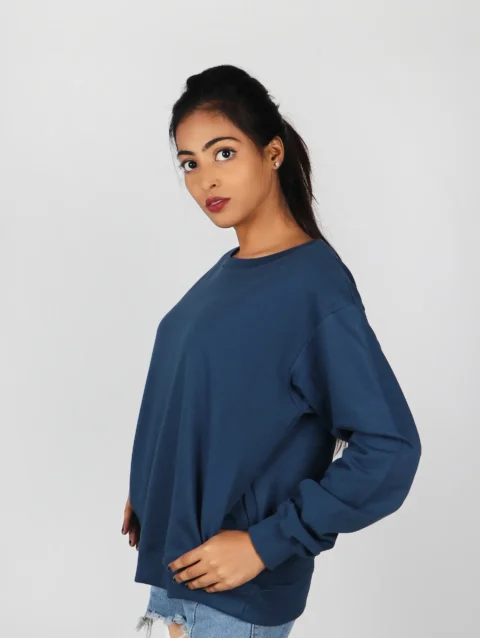 Plain Blue Sweat Shirts For Women