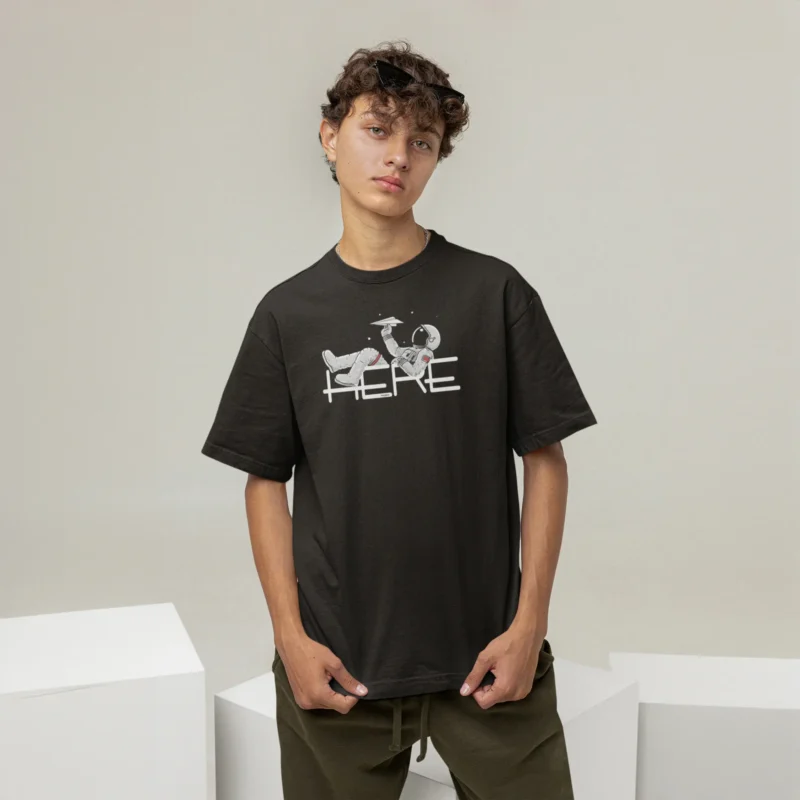 Here Graphic Printed Oversized T-shirt