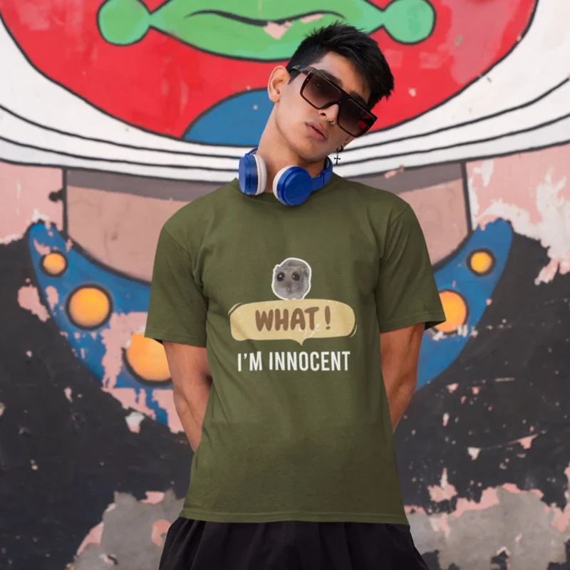 What I'm Innocent Olive Green Graphic Printed T-shirt