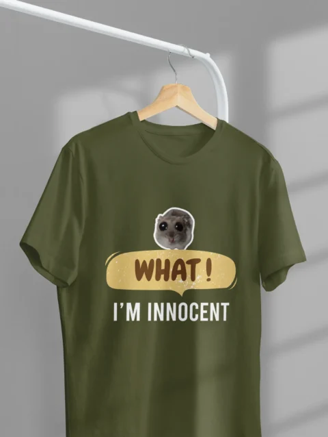 What I'm Innocent Olive Green Graphic Printed T-shirt