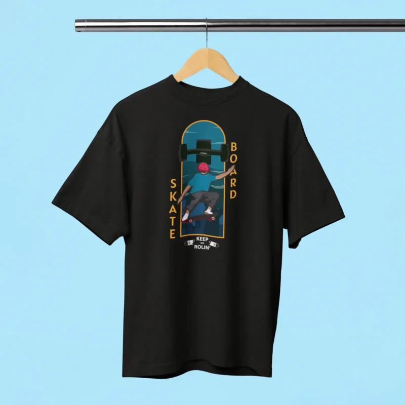 Skate Board Graphic Printed Oversized T-shirt