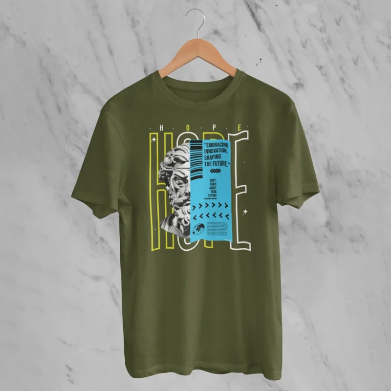 Hope Olive Green Graphic Printed T-shirt