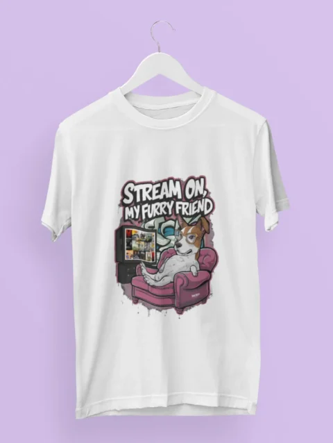 Stream On My Furry Friend Graphic Printed Oversized T-Shirt