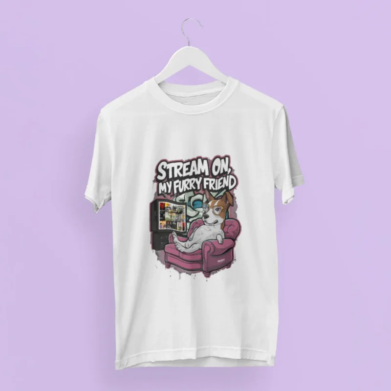 Stream On My Furry Friend Graphic Printed Oversized T-Shirt