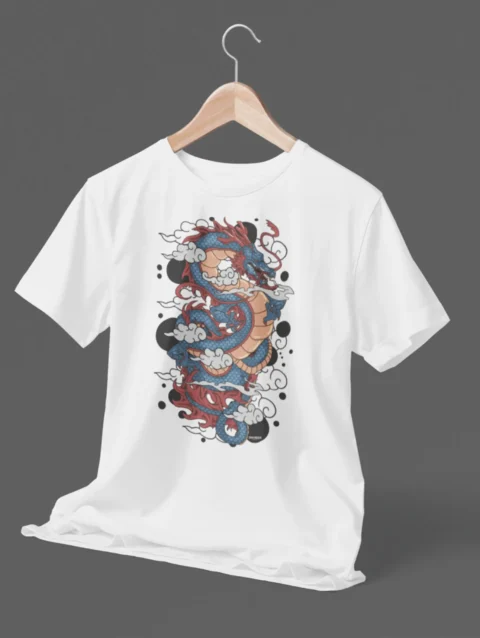 Oceanic Dragon Crest Graphic Printed Oversized T-Shirt