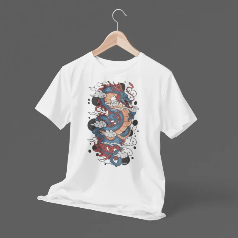 Oceanic Dragon Crest Graphic Printed Oversized T-Shirt