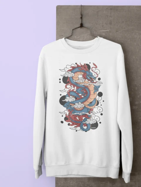 Oceanic Dragon Crest Graphic Printed Sweatshirt