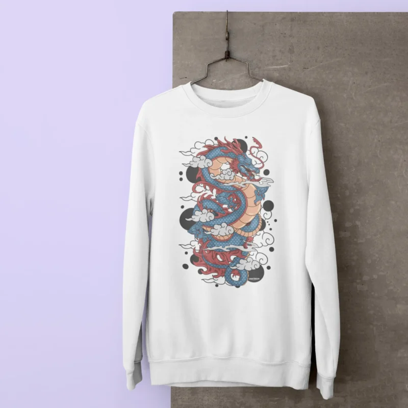 Oceanic Dragon Crest Graphic Printed Sweatshirt